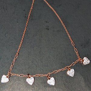 Heart charm bracelet .925 rose gold over sterling